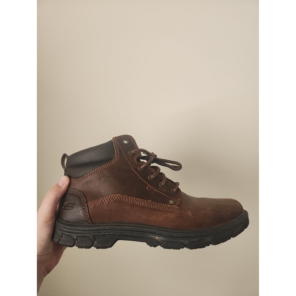Skechers Men's Relaxed Fit Segment Garnet Dark Brown Leather Boots Size 9.5 - Picture 10 of 10